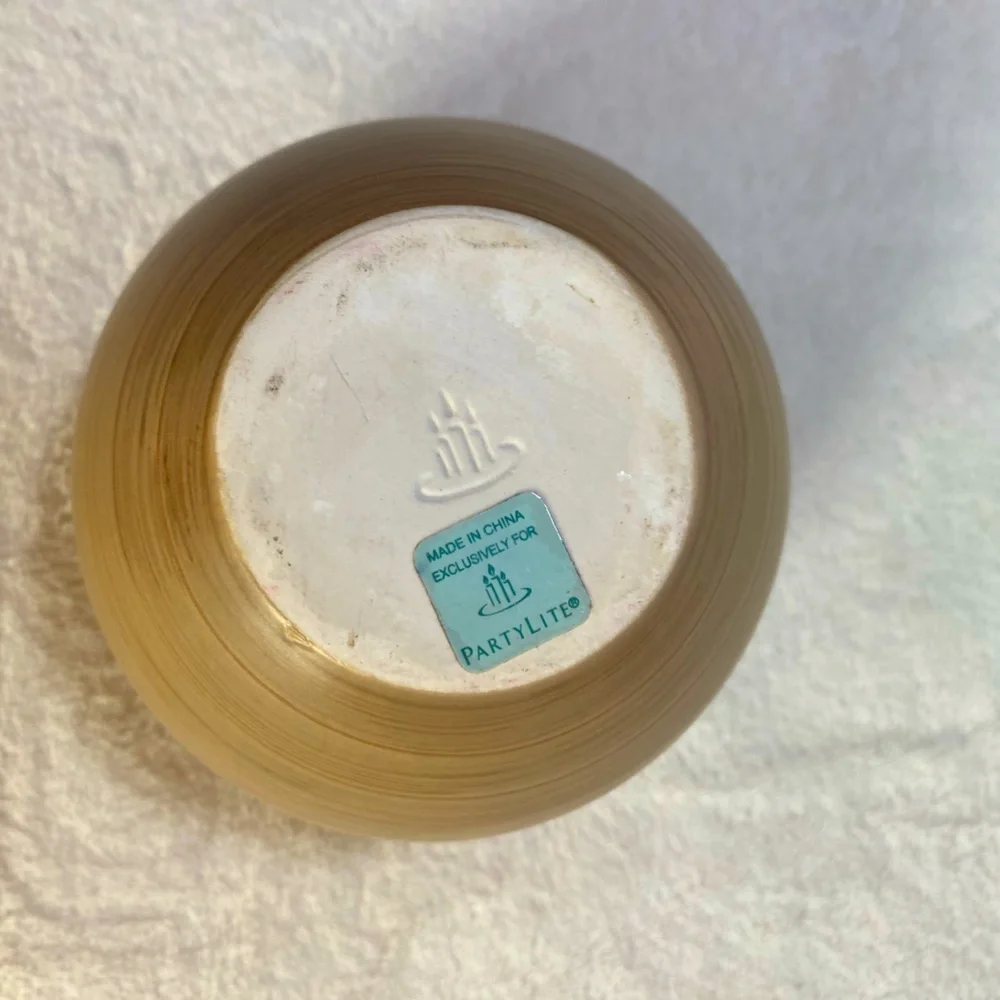 PartyLite Raked Bamboo Ceramic Candle Holder - Natural Tan - Picture 5 of 7